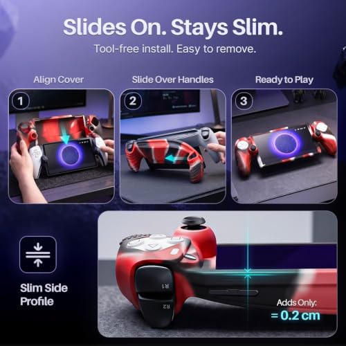 TNP Camouflage Red Silicone Case Cover Compatible with PlayStation Portal | Protective soft-grip shell for steadier handheld play; 1 flexible cover only, console and thumb grips not included - color: Camouflage Red