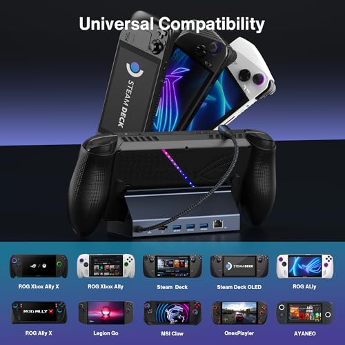iVANKY Upgraded 10-in-1 Docking Station for ROG Xbox Ally X(2025)/Steam Deck OLED/ASUS ROG Ally X, 4K@144Hz Dock for Lenovo Legion GoS/MSI Claw, HDMI 2.1, 1Gbps Ethernet, 5*USB-A 3.0, 100W Charge - color: Tarnish