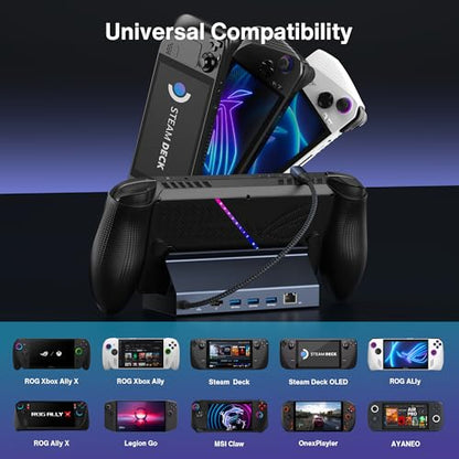 iVANKY Upgraded 10-in-1 Docking Station for ROG Xbox Ally X(2025)/Steam Deck OLED/ASUS ROG Ally X, 4K@144Hz Dock for Lenovo Legion GoS/MSI Claw, HDMI 2.1, 1Gbps Ethernet, 5*USB-A 3.0, 100W Charge - color: Tarnish