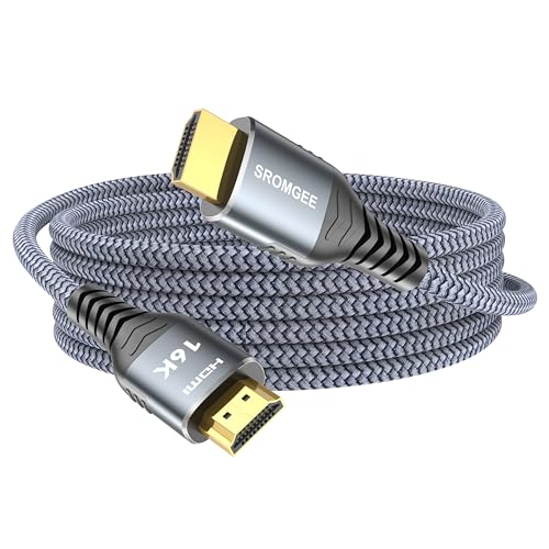 16K 8K 4K HDMI Cable 2.2 6.6ft, 96Gbps Ultra High Speed Braided HDMI 2.1 Cable, HDMI to HDMI Cable Supports 8K 4K 240Hz 144Hz 120Hz HDR eARC HDCP 2.2&2.3, Compatible HDTV Monitor Soundbar Xbox PS5/4 - size: 6.6 ft