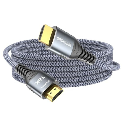 16K 8K 4K HDMI Cable 2.2 6.6ft, 96Gbps Ultra High Speed Braided HDMI 2.1 Cable, HDMI to HDMI Cable Supports 8K 4K 240Hz 144Hz 120Hz HDR eARC HDCP 2.2&2.3, Compatible HDTV Monitor Soundbar Xbox PS5/4 - size: 6.6 ft