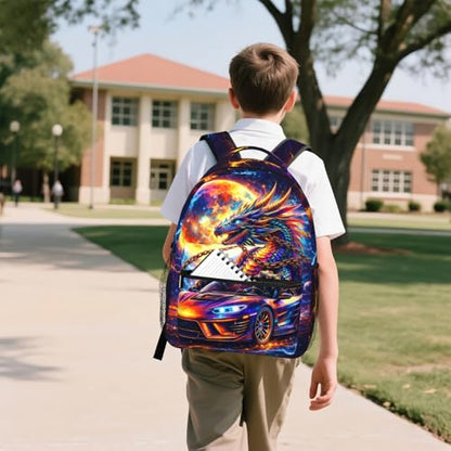 Cool Dragon Backpack For Boys Racing Car Dragon Boys Backpack For Kids Teens Elementary Middle School Student Bookbag For Age 6-18 Lightweight Travel Back Pack - color: Dragon