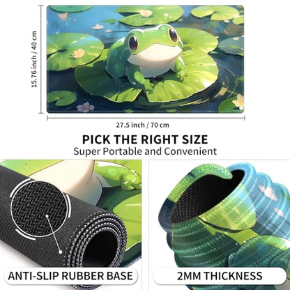 Card Playmat 70 x 40 cm Game Mats Tabletop Magic for MTG/TCG Cards, Trading Card Game Playing Stitched Commander Deck Gaming Desk Duel Mat Card Gameplay Mats, Frog - color: Frog, size: 27.5"X15.7"
