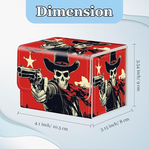 Commander Deck Box for Trading Cards - Fits 100+ Double Sleeved Cards, PU Leather MTG TCG Storage Case with Strong Magnetic Closure, Cowboy Skeleton - color: Cowboy Skeleton