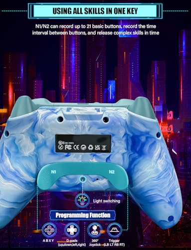 RJAD Switch Controllers Wireless for Nintendo Switch/Lite/OLED/Switch 2, 1200mAh Pro Controller, 10 Colors LED Switch Light up Gamepad, Switch Turbo Remote with Turbo/Gyro/Vibration/Motion Control - color: Light Blue