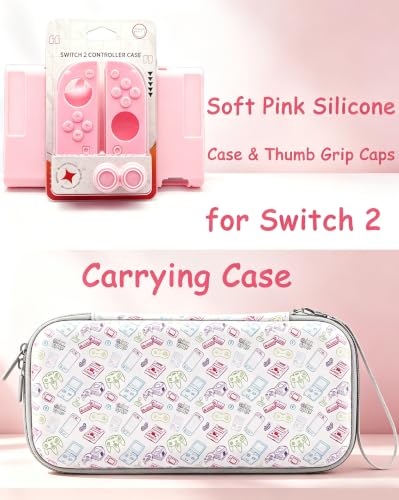 EsteaCovo Carrying Case & Soft Console Cover for Switch 2, Accessory with Thumb Grip Caps | Split Design, EVA Hard Shell & Waterproof Protective , Dockable Protective Full-Body Bundle/Kit for Joy-con - color: White