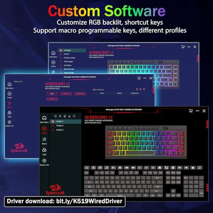 Redragon Wired Gaming Keyboard, RGB Backlit, 60% Compact Membrane Keyboard | Whisper-Quiet with Programmable Macro and Multimedia Keys, Anti-ghosting, Spill Resistant for Win/MAC/PS/Xbox