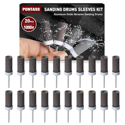 20 Pcs 1000 Grit Sanding Drums Sandpaper Sticks Set for Dremel Rotary Tool with 1/8" Shank,Sanding Drums Accessories Dry/Wet Abrasive Cylinders for Wood/Metal Rust Removal/Jade Polishing（1000 Grit） - size: 1000 Grits