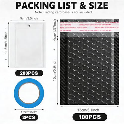 ANSSDO 302 Pcs Trading Cards Shipping Supplies Packaging Protector Kit | Include 100 Packs Bubble Mailers and 200 Pieces Cardboard Sheets for Collectible Cards Mailing Packaging or Wrap Envelopes