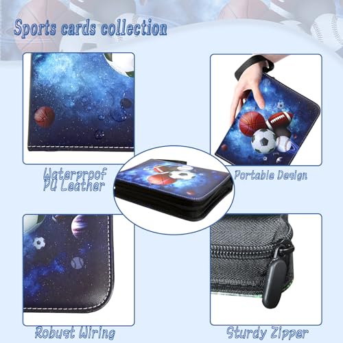 Sports Card Binder 900 Pockets, Trading Card Binder 9 Pocket with 50 Sleeves Fits 900 Sport Cards, Sports Card Holder with Zipper, Football Basketball Hockey Baseball Card Collection Storage Album - size: 900 Pockets Sports