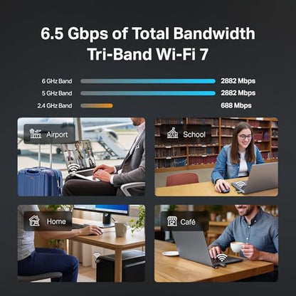 TP-Link BE6500 Tri-Band USB Wi-Fi 7 Adapter for Desktop PC (Archer TBE400U),2-in-1 USB-C&A, Wireless USB 3.0 Network Adapter, Plug and Play, 6/5/2.4GHz, WPA3, MLO, 4K-QAM, OFDMA, Support Windows 11/10 - style: BE6500, WiFi 7