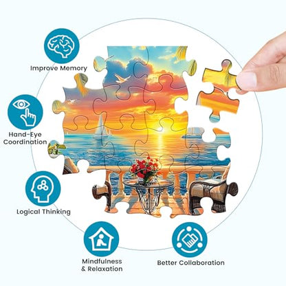 Puzzles for Adults 500 Pieces, Jigsaw Puzzles 500 Pieces Adult Puzzles Ocean Sunset Puzzle Recycled Cardboard Funny Challenging Puzzle Game Activity Nights Gift Toy 20.5x15inch - style: Ocean