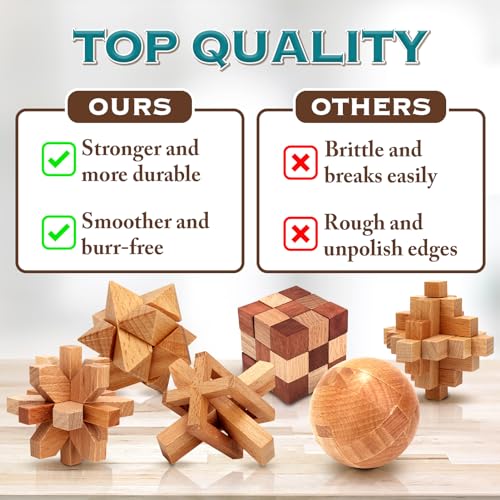Brain Teaser Wooden Metal Puzzles - Easter Gifts for Kids Teens Brain Teaser Disentanglement Iron Link Unlock Interlock Game Chinese Ring Magic Trick Toy for Party Favors Kids Adults Challenge 32pack