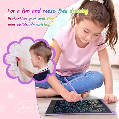 TECJOE 10 Inch 2 Pack LCD Writing Tablet, Colorful Doodle Board Drawing Tablet for Kids, No Mess Toddler Travel Learning Toys, Christmas Birthday Gifts for 3 4 5 6 7 8 Year Old Boys Girls Preschooler - color: Purple Pink
