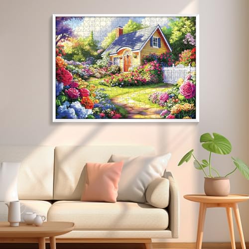 500 Pieces Puzzle for Adults, Flower Garden Puzzle for Adults, Beauty House Jigsaw Puzzles 500 Pieces Challenging Game Home Decor Birthday Party Gift Toy for Adult Seniors, 20.5 * 15 inch - style: Flower Garden