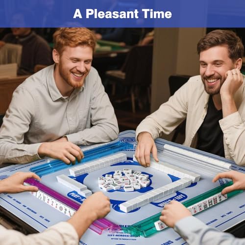 Mahjong Mat, 33"x33" American Mahjong Table Mat Set with Rules (Light Blue) | Noise Reduction Non-Slip Mah jongg Mat for Table (Carrying Bag & 3 Dice) for Mahjong Tile Games, Cards, Poker, Dominoes/Board - color: Light Blue