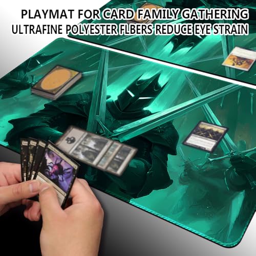 MTG Playmats(Stitched) 14x24in Compatible for OCG CCG RPG TCG Playmats with Card Zones Storage Bag (Shadow Knight-No Zone) - color: Shadow Knight-no Zone