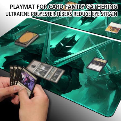 MTG Playmats(Stitched) 14x24in Compatible for OCG CCG RPG TCG Playmats with Card Zones Storage Bag (Shadow Knight-No Zone) - color: Shadow Knight-no Zone