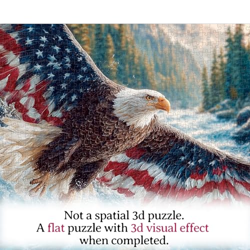 1000 Piece Puzzle for Adult, Flag Bald Eagle Square Jigsaw Puzzle-26.6 in | Jigsaw Puzzle 1000 Pieces, Impossible Challenging Fun Puzzle for Adult, Unique Difficulty Jigsaw Puzzle for Birthday Gift - color: Flag Bald Eagle 2