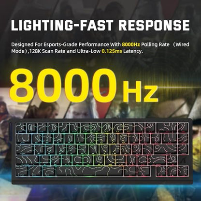 ATTACK SHARK X11 & X68 PRO HE Wireless Gaming Combo,Rapid Trigger Hall Effect Magnetic Switch 8K Keyboard,Ultra-Light 22K DPI PAW3311 Optical Sensor Mouse,RGB Backlit Tri-Mode with Coiled Cable-Black - color: Black