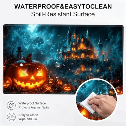 for MTG Playmat, Custom Trading Card Game Mat 23.6 x 13.7 in | Castle of Shadows Premium Non-Slip Rubber Base, Water-Resistant & Stitched Edges, Personalized High-Definition Art - color: Castle of Shadows, size: 24" x 14" Regular