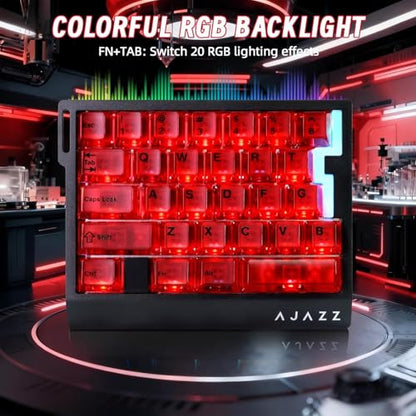 A.JAZZ AK029 Wired 29 Keys One-Handed RGB Gaming Keyboard with 8000HZ,0.01mm RT Magnetic Switches Adjustable Actuation,Hotswappable Mechanical Keyboard,Aluminum Plate,Web Driver for Gamers-Red - color: Red Transparent