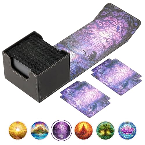 Arcane Fortress MTG Deck Box – Commander Deck Box for 120 Sleeved Cards with Art Interior – Leather Dividers, Nano-Fiber Exterior, Magnetic Closure – Perfect for Magic: The Gathering, TCG - Black - color: Decaying Swamp, style: Standard