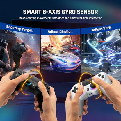 2 Pack Wireless PS-4 Controller, Game Remote Controller Compatible with PS-4/Slim/Pro/PC, RGB Light, Programmable, 1000mAh Battery, Dual Vibration, 6-Axis Gyro, Touch Pad, Share, Speaker&Audio Jack - color: Black and White