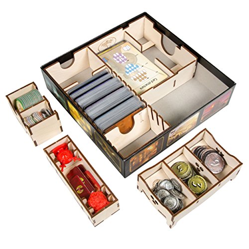 The Broken Token Game Organizer - 7 Wonder Duel Compatible Dueling Gods Box, Wooden Storage Box for Tabletop Games