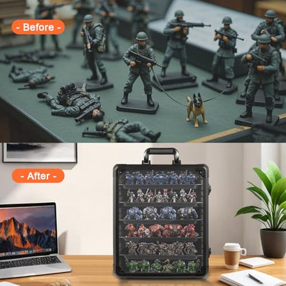 Miniature Carrying Case, Miniature Storage Case with 6 Trays, Aluminum Alloy Frame, Display and Transport Action Figure Display Case for Collectibles Miniatures, Best Gifts for Men - size: Medium