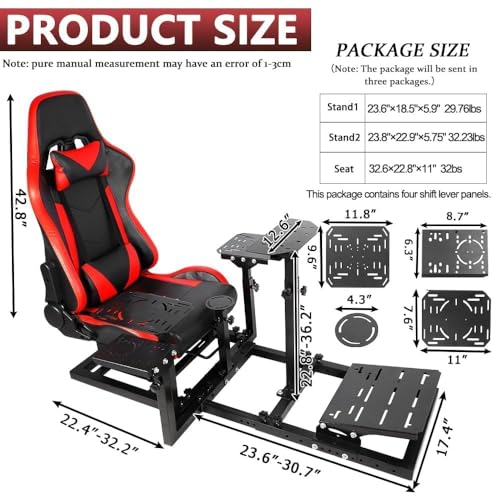 Supllueer Flight Simulator Cockpit with Red Seat Fit for Logitech X52 PRO G29 G920 G923,for Thrustmaster T80 T300RS GT HOTAS Warthog,for Fanatec,Aircraft Steering Wheel Mount Only Stand and Chair