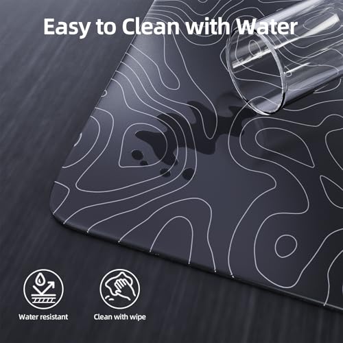 Attack Shark CM05 Contour Glass Gaming Mousepad,Nano-Micro-Etched Texture,Smooth Glass Surface,High Accuracy,Fast-Moving,Anti-Scratch,PU Leather Super Non-Slip Base,Large Size(450×400mm),Black contour - color: Black contour, size: 17.7L x 15.7W inches