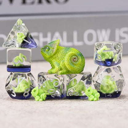 Resin Sheep Dice Set,Polyhedral Dice Sheep Inclusion Dice,RPG D and D Dice Set for Role Playing Games for 15 Years and Up - color: Lizard