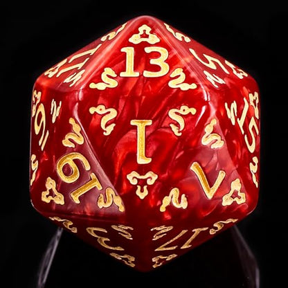 DND Dice Set - 7 Polyhedral Role Playing Dice with Gold Dragon Design, Acrylic D&D Dice Perfect for Dungeons and Dragons, Pathfinder, Warhammer, RPG Games (Red) - color: Gold Dragon-red