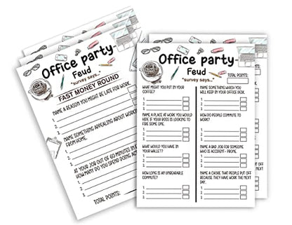 Tuyashua Office Party Feud Games, Work Party Games, Team Building Group Office Game, Great for Coworker Game or Adult Trivia - 30 Office Feud Cards and 3 Fast Money Round Cards (03)