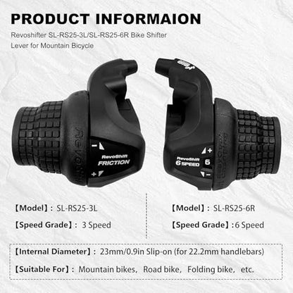 Bike Gear Shifters 3×6 Speed Left SL-RS25 18S Shift Lever Bicycle Twist Grip Thumb Gear Shifter for MTB Folding Mountain Bike - size: RS25-3x6