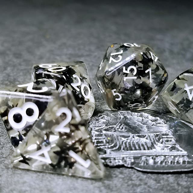 Sage's Portal Familiars and Reagents Resin DND Dice Set Polyhedral Dice Set for Dungeons and Dragons RPG Tabletop TTRPG (Night Moths) - color: Night Moths
