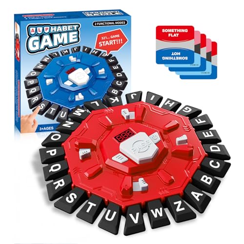 Word Game for Families, Fun for Family Games Night, Fast-Paced Party & Learning Board Games for Kids, 24 Letter Press with LCD Timer, 35 Cards, 2 Game Modes, Perfect for Birthdays–Red