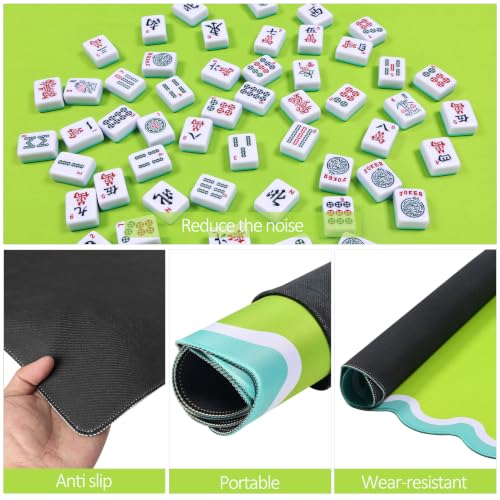 TIASUSAN Mahjong Mat (31.5” x 31.5”), Noise-Reducing Mahjong Mat for Table - color: Grass Green