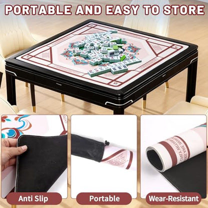 Mahjong Mat - 31.5" Non-Slip Waterproof Noise Reduction Gaming Mat | Celestial Bloom Design, Large Size for Mahjong, Poker, Board Games, Reduces Tile Noise, Protects Tables, Easy to Clean - style: Celestial‌ Bloom