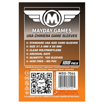 Mayday Games USA Chimera Card Sleeves – 100 Pack, 57.5 x 89 mm, Super Clear 40 Micron Polypropylene, Acid-Free, PVC-Free – MDG-7044