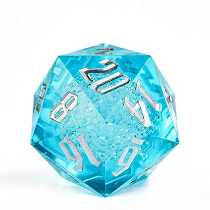 55mm 20 Sided DND Dice, Giant D20 D&D Polyhedral Dice Large D20 with Die Gift Box for D&D, RPG Table Games (Transparent Blue Bubbles) - color: Transparent Blue Bubbles