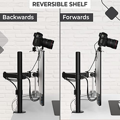 HumanCentric DSLR Monitor Mount Small, Desk Camera Mounting | Light Webcam, Microphone Shelf for Monitor VESA Arm, Replace Clamp Tripods, 100x100mm Patterns, Aluminum, Hardware Included - size: Small Shelf