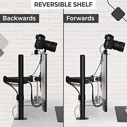 HumanCentric DSLR Monitor Mount Extra Large, Desk Camera, Webcam & Mic | Microphone Shelf for Monitor VESA Arm, Replace Clamp Tripods, 100x100mm Patterns, Aluminum, Hardware Included - size: X-Large Shelf