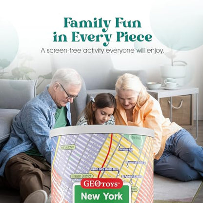 Geotoys New York City Mini City Puzzle - 100 Piece Puzzles for Kids and Adults in Portable Can, 13" x 10" Educational Travel Puzzle for Ages 7 and Up - Mini Puzzles to Learn & Explore Geography - style: New York City