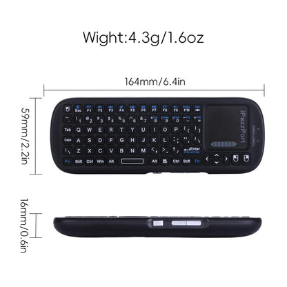 iPazzPort 2.4G Mini Wireless Keyboard with Touchpad Mouse Combo | 2.4G plug-and-play mini keyboard with touchpad, lightweight portable, media hotkeys. Compatible with TV box, PC, tablet, PS4
