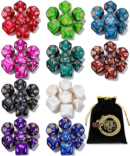 CiaraQ Polyhedral Dice Set - DND Role Playing Dice | Acrylic RPG Dice for Dungeons and Dragons MTG Table Games, Multi-color, 70pcs - color: Multicolor3