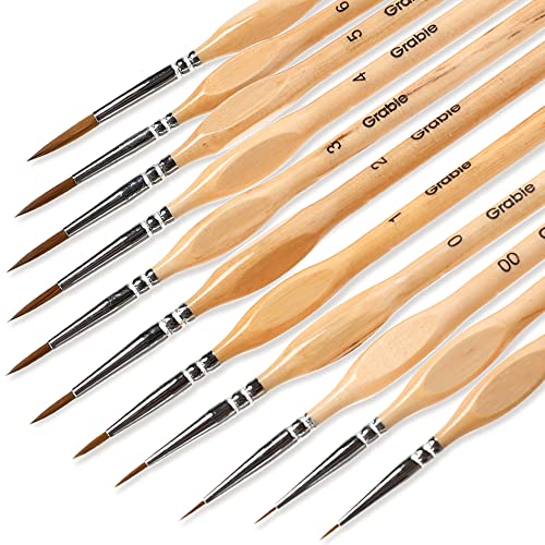 Grabie Paint Brush Set, 11 Pcs Miniature Brushes for Fine Detailing & Art Painting - Acrylic, Watercolor, Oil, Models and Gouache