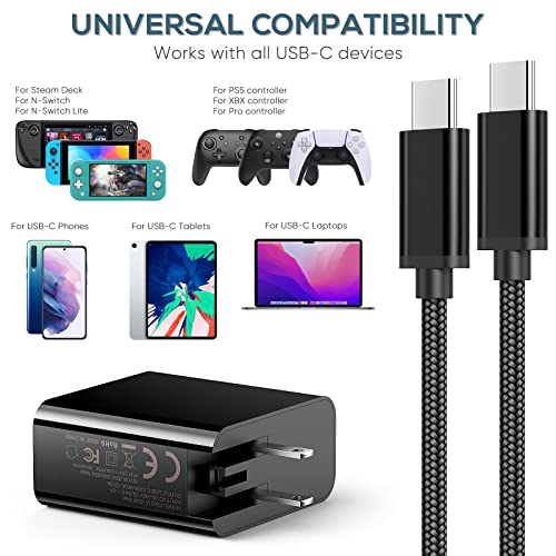 65W Switch 2 Charger for Nintendo Switch 2 2025/1/OLED/Steam Deck & Cable | Portable Foldable Plug AC Adapter & 6.6FT USB-C Cable for Switch2/1/OLED/Lite/ Steam Deck/ ROG Ally