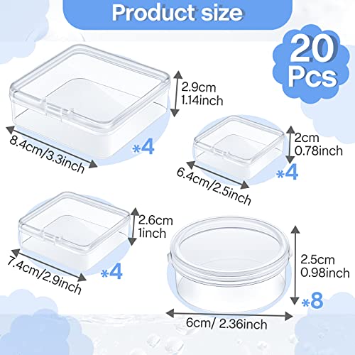 Taiyin 20 Pcs Clear Board Game Tokens Storage Containers Trays Clear Plastic Beads Storage Containers Box Assorted Sizes Storage Boxes Game Components with Lids Pieces, Dice, Tokens, Beads